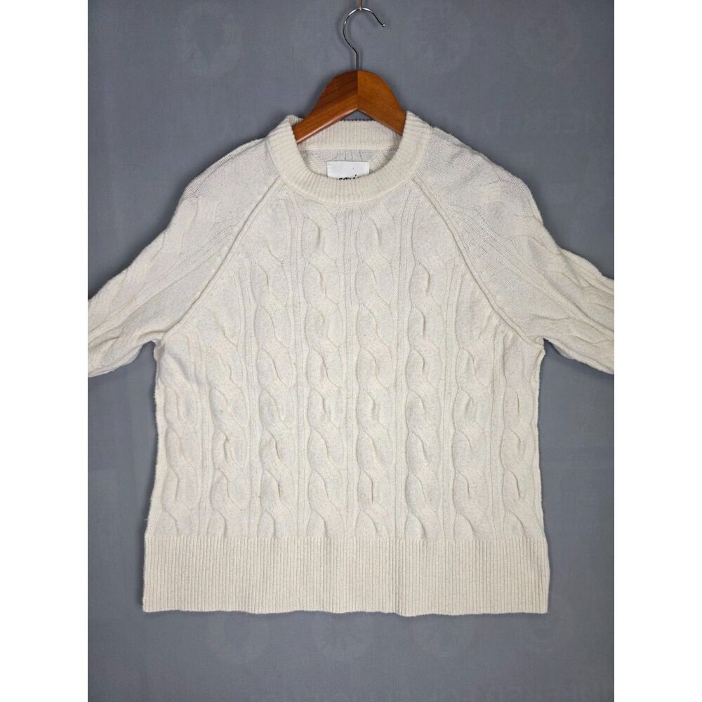 Aerie Cream Knit Fisherman Sweater XXS Boxy Warm Coastal New England Winter